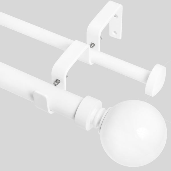 MERIVILLE 1-Inch Diameter Ball Telescoping Double Window Treatment Curtain Rod
