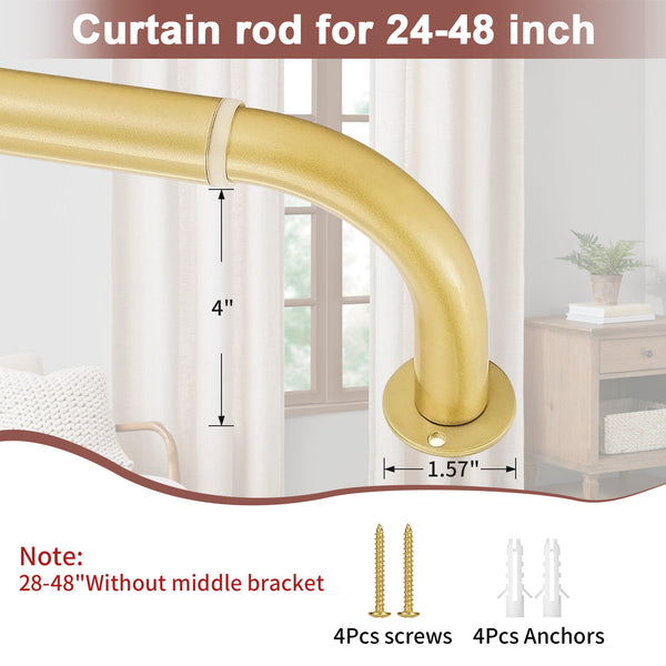 Meriville 1-Inch Diameter Wrap Around Blackout Curtain Rod, Round Base
