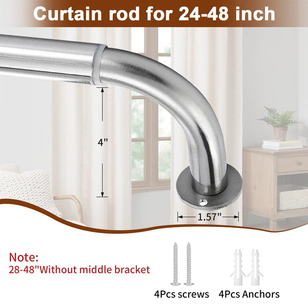 Meriville 1-Inch Diameter Wrap Around Blackout Curtain Rod, Round Base