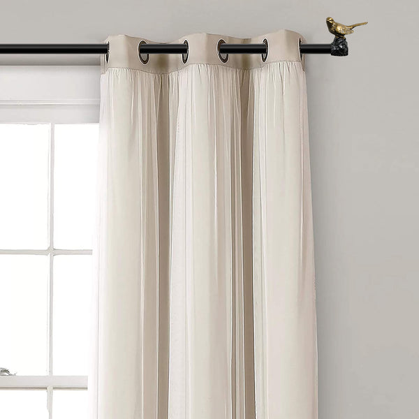 MERIVILLE 1-Inch Diameter Single Window Treatment Curtain Rod, Bird Finials