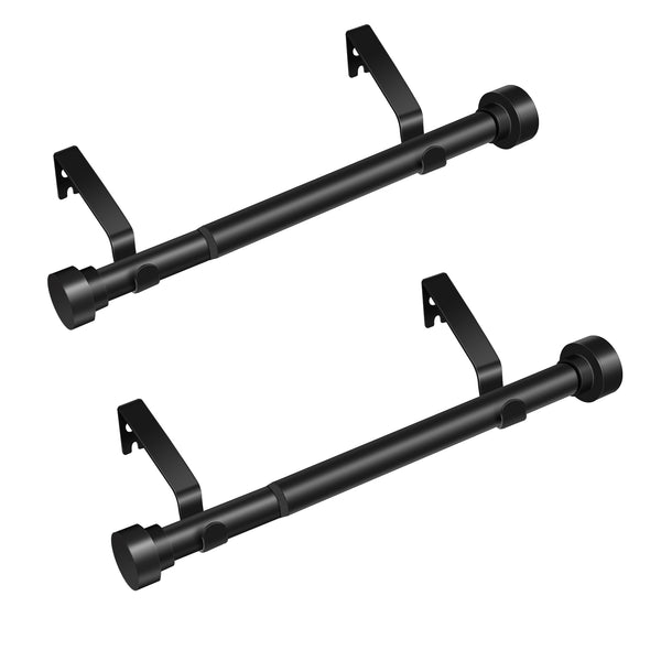 Meriville 1-Inch Diameter Side Curtain Rod Set with End Cap Finials, 12-inch to 20-inch (Set of 2), Black