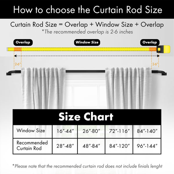 MERIVILLE 1-Inch Diameter Wraparound Blackout Curtain Rod