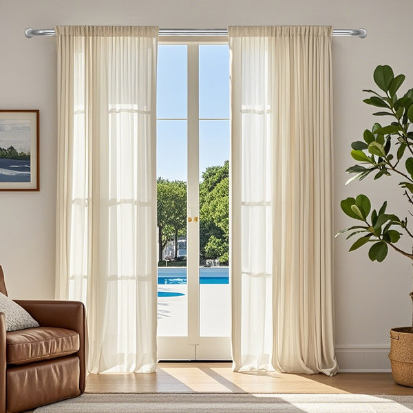 Meriville 1-Inch Diameter Wrap Around Blackout Curtain Rod, Round Base