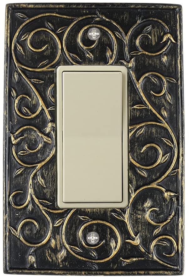 Meriville French Scroll 1 Rocker Wallplate, Single Switch Electrical Cover Plate