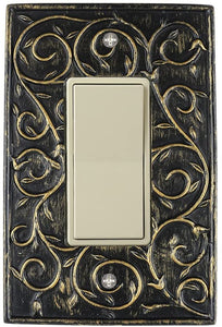 Meriville French Scroll 1 Rocker Wallplate, Single Switch Electrical Cover Plate