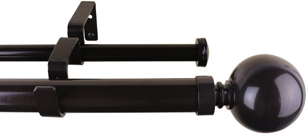 MERIVILLE 1-Inch Diameter Norwood Ball Telescoping Double Window Treatment Curtain Rod
