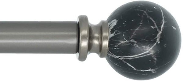 MERIVILLE 1-Inch Diameter Single Window Treatment Curtain Rod, Black Marble Ball Finial
