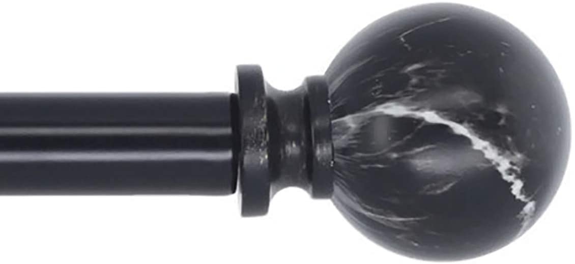 MERIVILLE 1-Inch Diameter Single Window Treatment Curtain Rod, Black Marble Ball Finial