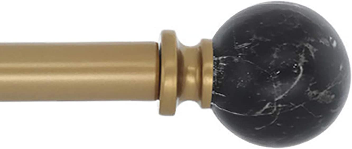 MERIVILLE 1-Inch Diameter Single Window Treatment Curtain Rod, Black Marble Ball Finial
