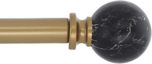MERIVILLE 1-Inch Diameter Single Window Treatment Curtain Rod, Black Marble Ball Finial