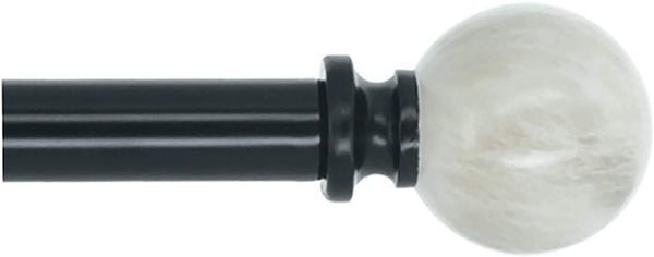MERIVILLE 1-Inch Diameter Single Window Treatment Curtain Rod, Spanish White Marble Ball Finial