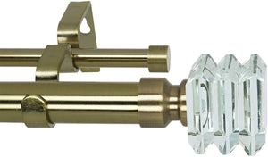 MERIVILLE 1-Inch Diameter Lione Telescoping Double Window Treatment Curtain Rod, Crystal Finial