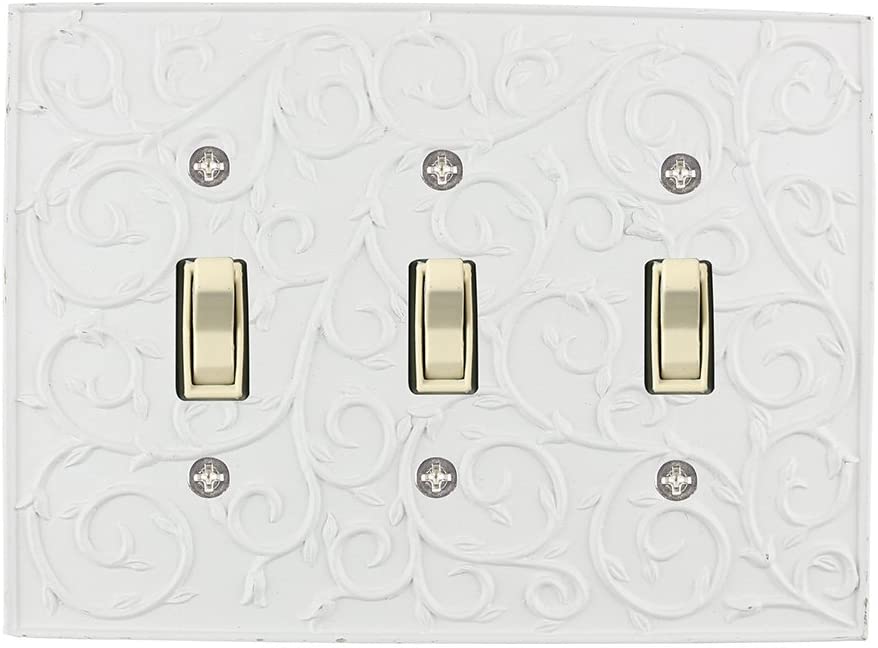 MERIVILLE French Scroll 3 Toggle Wallplate, Triple Switch Electrical Cover Plate