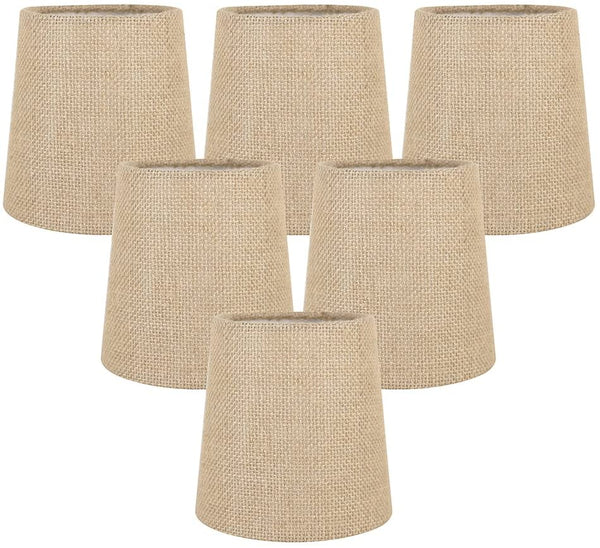 Meriville Burlap Clip On Chandelier Lamp Shades, 4-inch by 5-inch by 5-inch, Natural