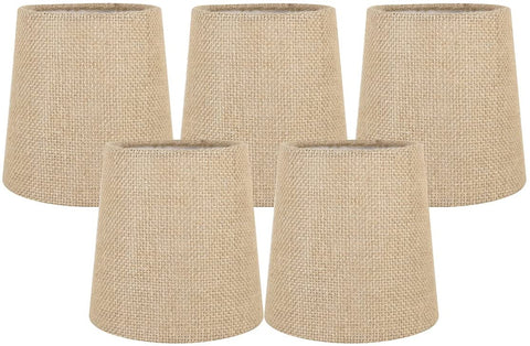 Meriville Burlap Clip On Chandelier Lamp Shades, 4-inch by 5-inch by 5-inch