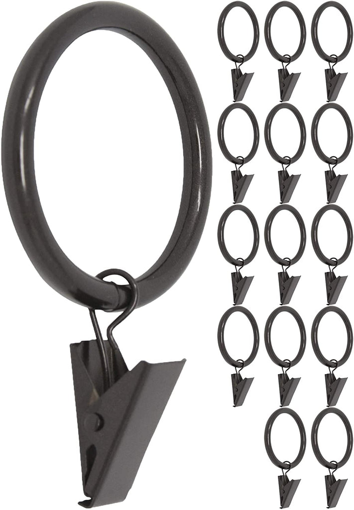Iron Metal Curtain Clip Rings 1 inch Interior Diameter Set of 20, Black