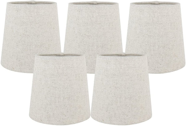 Meriville LINEN Clip On Chandelier Lamp Shades, 4-inch by 5-inch by 5-inch