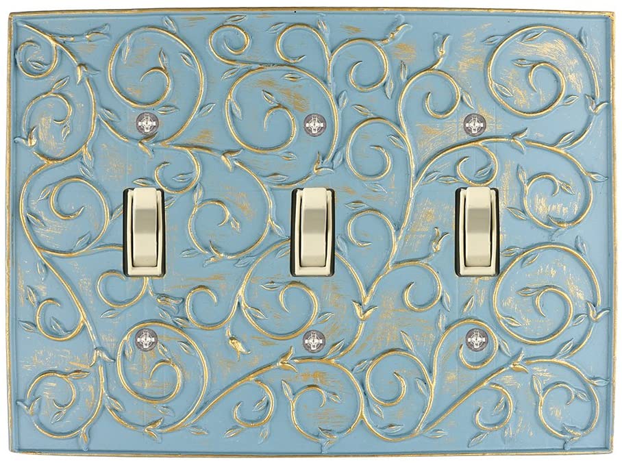 MERIVILLE French Scroll 3 Toggle Wallplate, Triple Switch Electrical Cover Plate