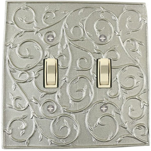 Meriville French Scroll 2 Toggle Wallplate, Double Switch Electrical Cover Plate