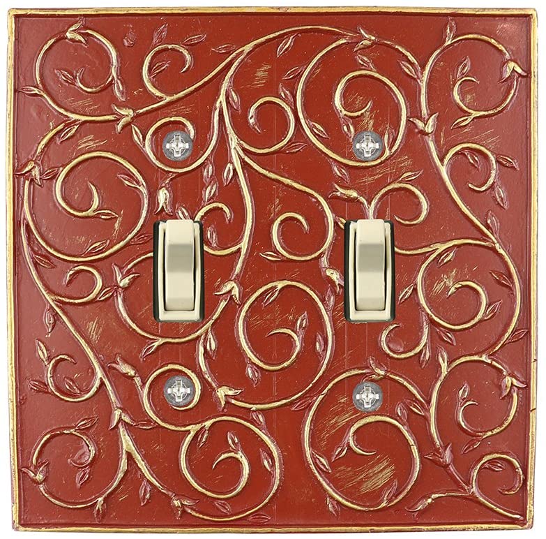 Meriville French Scroll 2 Toggle Wallplate, Double Switch Electrical Cover Plate