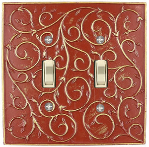 Meriville French Scroll 2 Toggle Wallplate, Double Switch Electrical Cover Plate