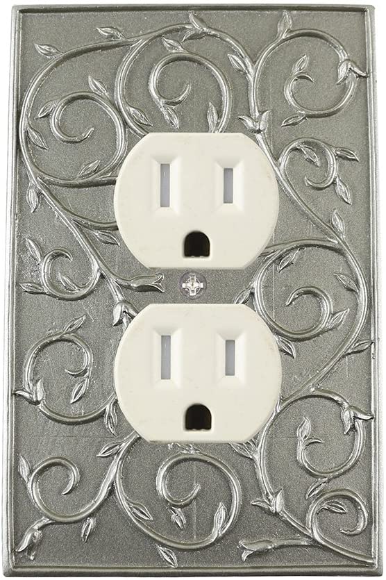 Meriville French Scroll Electrical Outlet Wall Plate Cover, Hand Painted Single Duplex receptacle outlet cover