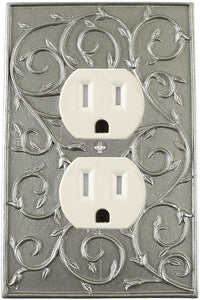Meriville French Scroll Electrical Outlet Wall Plate Cover, Hand Painted Single Duplex receptacle outlet cover