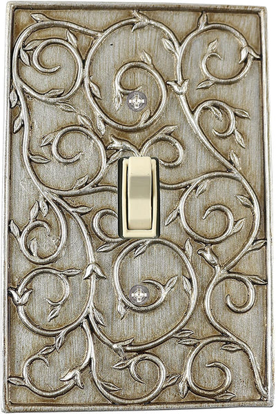 Meriville French Scroll 1 Toggle Wallplate, Single Switch Electrical Cover Plate