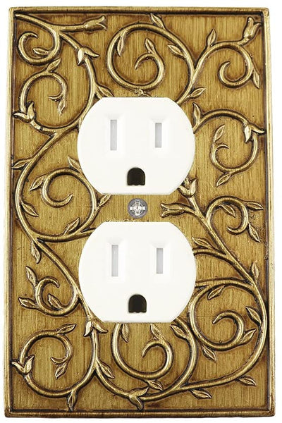 Meriville French Scroll Electrical Outlet Wall Plate Cover, Hand Painted Single Duplex receptacle outlet cover