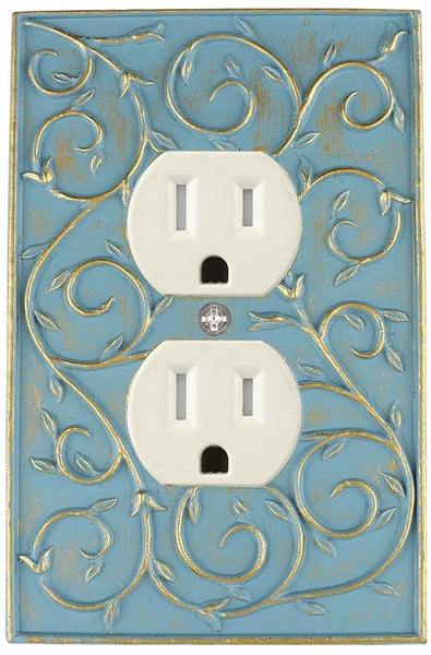 Meriville French Scroll Electrical Outlet Wall Plate Cover, Hand Painted Single Duplex receptacle outlet cover